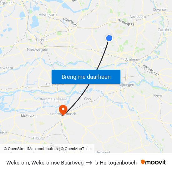 Wekerom, Wekeromse Buurtweg to 's-Hertogenbosch map