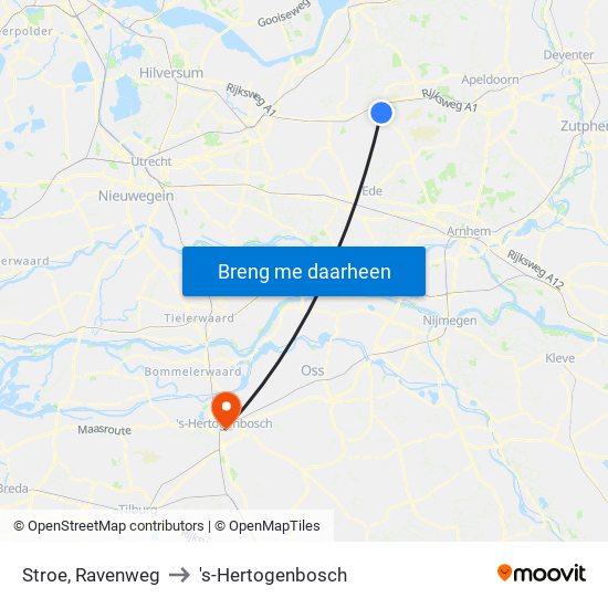 Stroe, Ravenweg to 's-Hertogenbosch map