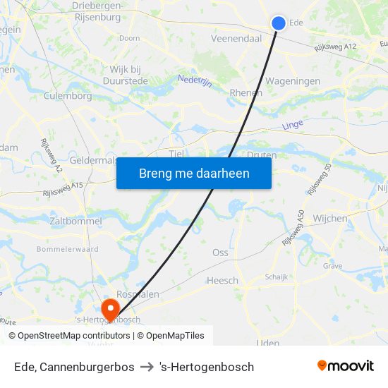 Ede, Cannenburgerbos to 's-Hertogenbosch map