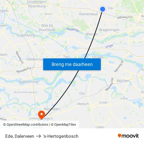Ede, Dalerveen to 's-Hertogenbosch map