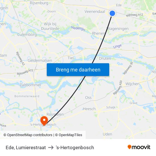 Ede, Lumierestraat to 's-Hertogenbosch map