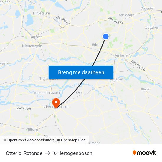 Otterlo, Rotonde to 's-Hertogenbosch map