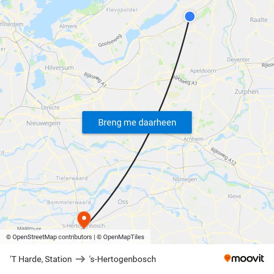 'T Harde, Station to 's-Hertogenbosch map