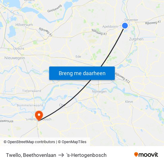 Twello, Beethovenlaan to 's-Hertogenbosch map