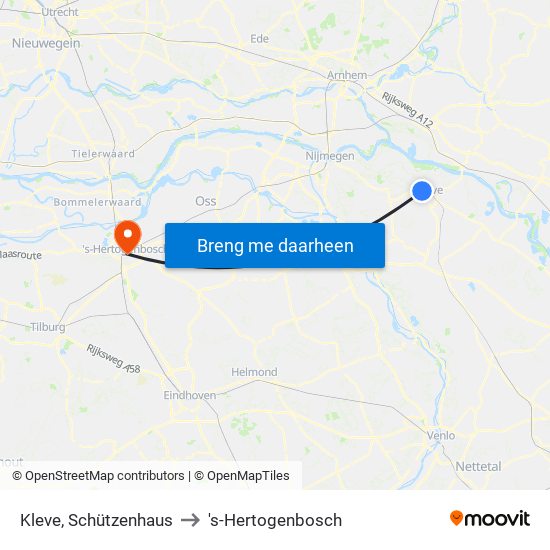 Kleve, Schützenhaus to 's-Hertogenbosch map