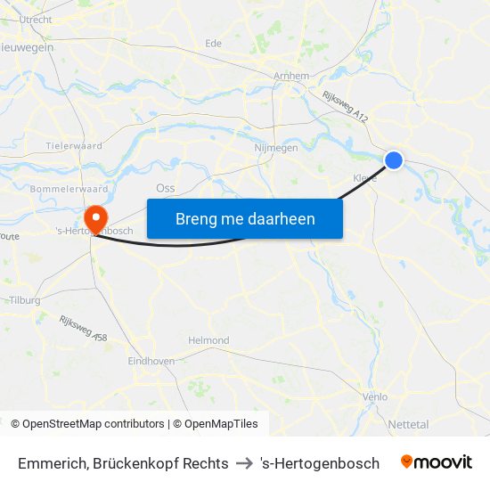 Emmerich, Brückenkopf Rechts to 's-Hertogenbosch map
