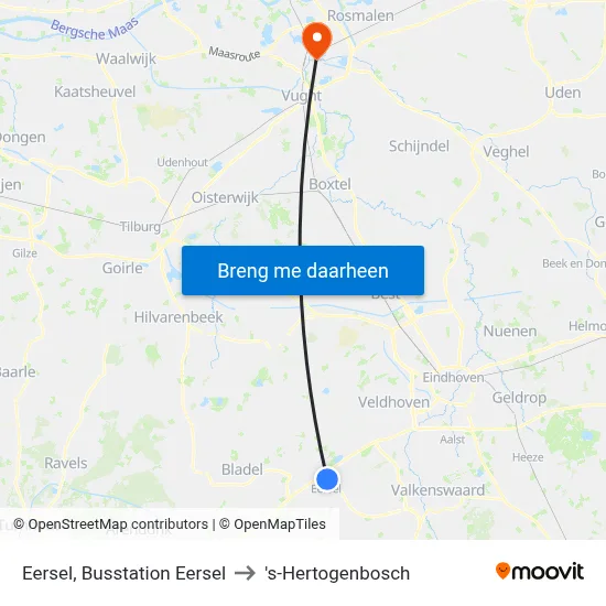 Eersel, Busstation Eersel to 's-Hertogenbosch map