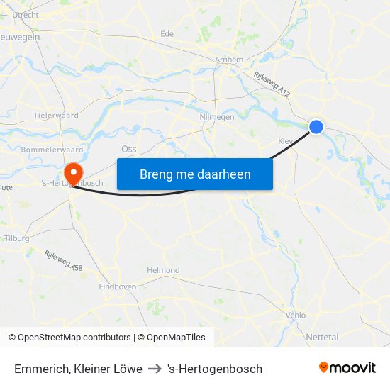 Emmerich, Kleiner Löwe to 's-Hertogenbosch map