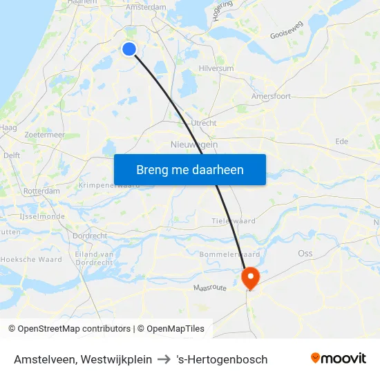 Amstelveen, Westwijkplein to 's-Hertogenbosch map