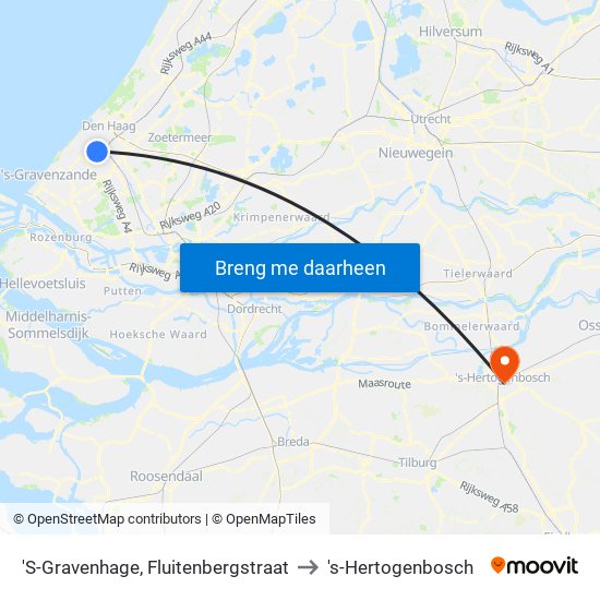 'S-Gravenhage, Fluitenbergstraat to 's-Hertogenbosch map