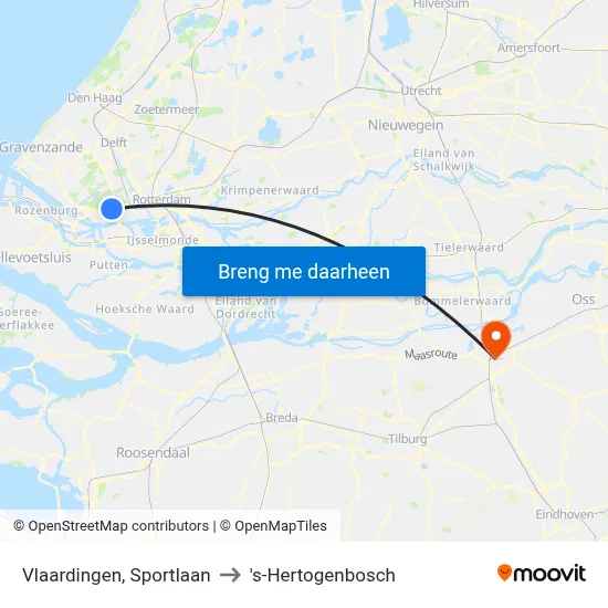 Vlaardingen, Sportlaan to 's-Hertogenbosch map