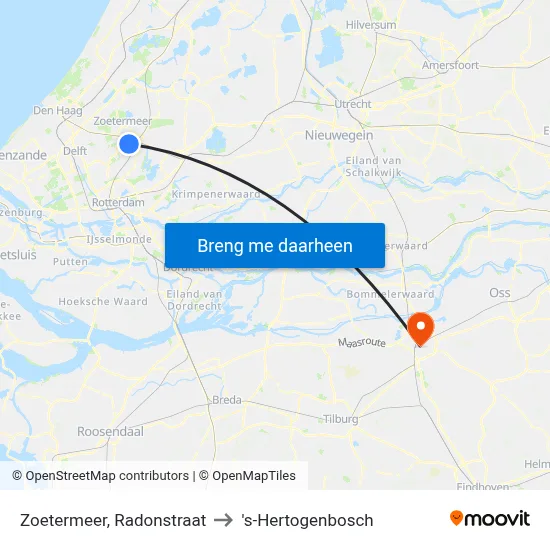 Zoetermeer, Radonstraat to 's-Hertogenbosch map