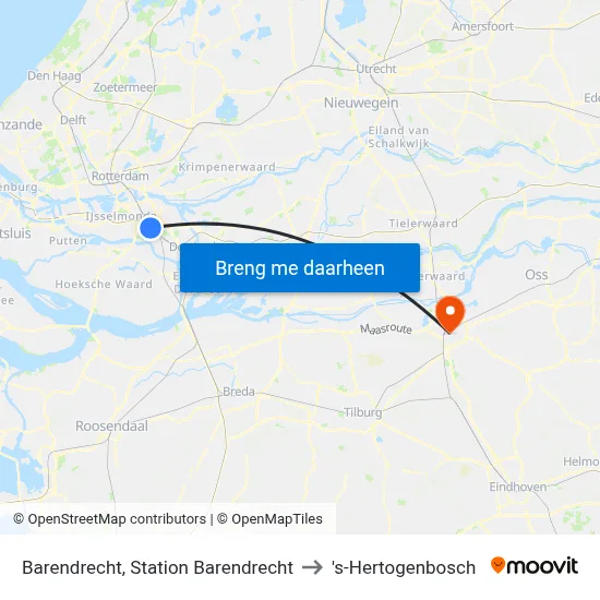 Barendrecht, Station Barendrecht to 's-Hertogenbosch map