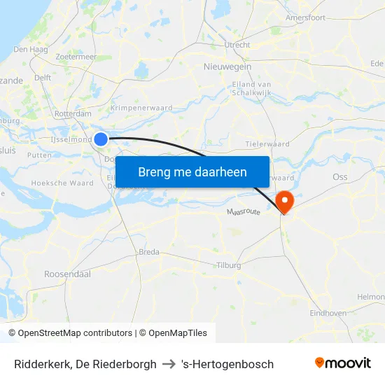 Ridderkerk, De Riederborgh to 's-Hertogenbosch map