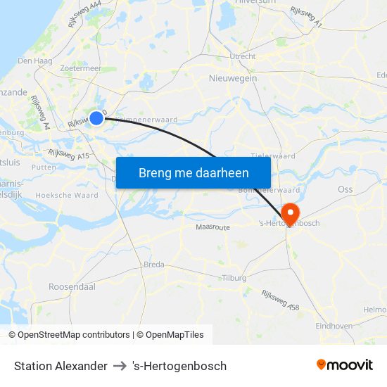 Station Alexander to 's-Hertogenbosch map