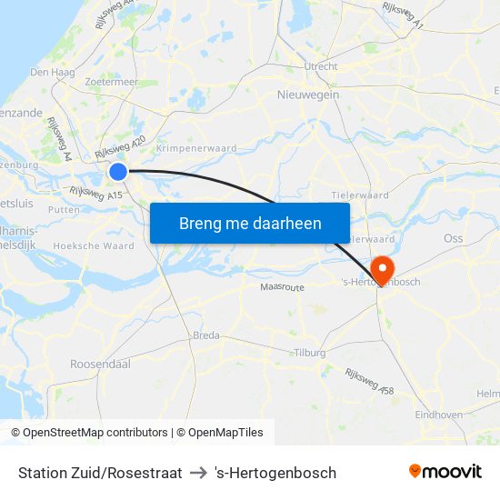 Station Zuid/Rosestraat to 's-Hertogenbosch map