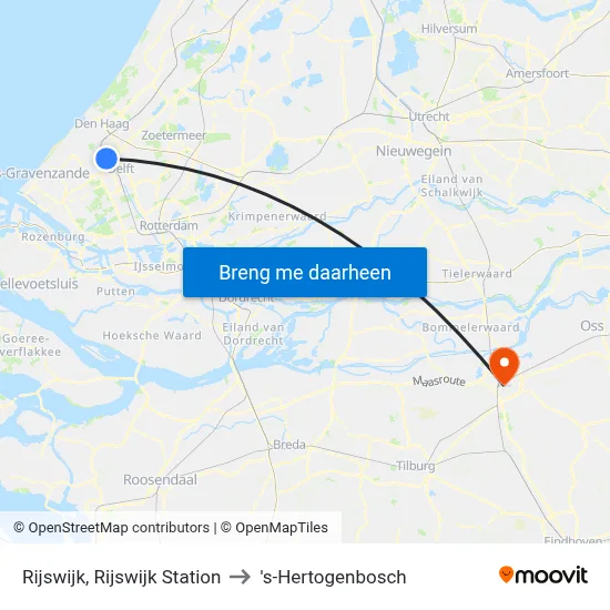 Rijswijk, Rijswijk Station to 's-Hertogenbosch map