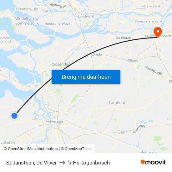 St.Jansteen, De Vijver to 's-Hertogenbosch map