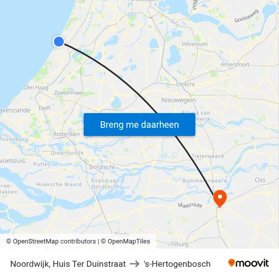 Noordwijk, Huis Ter Duinstraat to 's-Hertogenbosch map