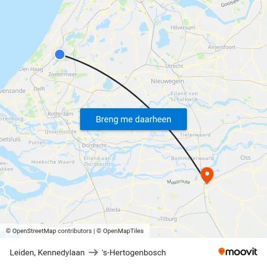 Leiden, Kennedylaan to 's-Hertogenbosch map