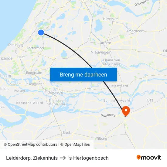 Leiderdorp, Ziekenhuis to 's-Hertogenbosch map