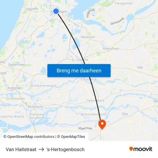 Van Hallstraat to 's-Hertogenbosch map
