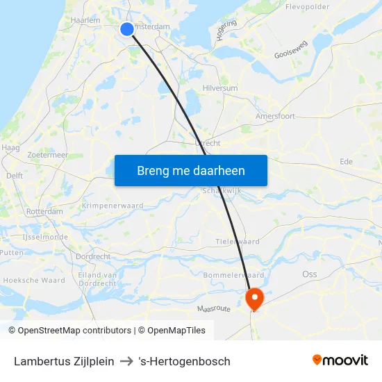 Lambertus Zijlplein to 's-Hertogenbosch map