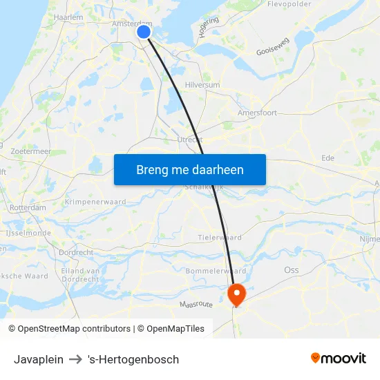 Javaplein to 's-Hertogenbosch map