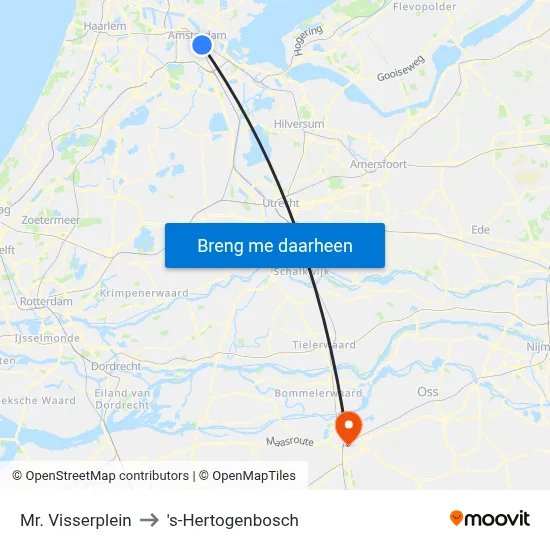 Mr. Visserplein to 's-Hertogenbosch map