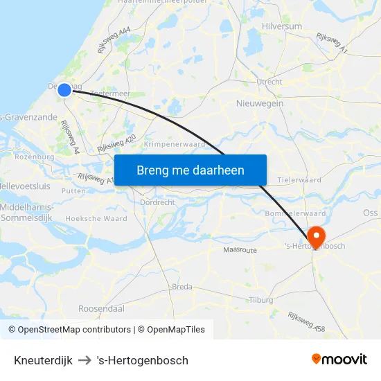 Kneuterdijk to 's-Hertogenbosch map
