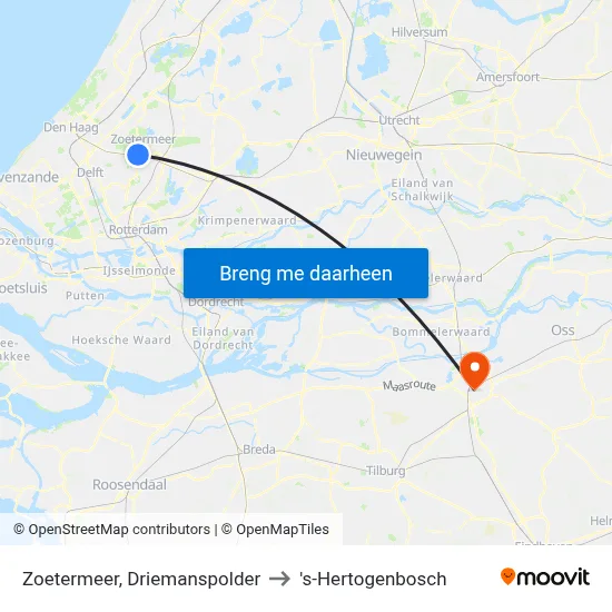 Zoetermeer, Driemanspolder to 's-Hertogenbosch map