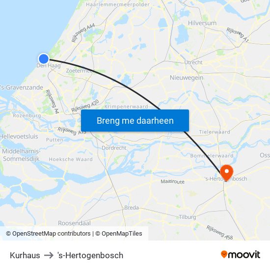 Kurhaus to 's-Hertogenbosch map