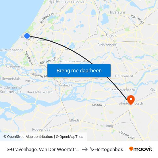 'S-Gravenhage, Van Der Woertstraat to 's-Hertogenbosch map