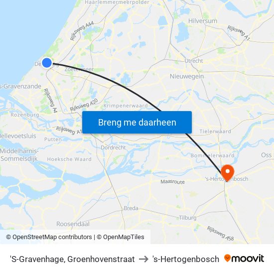 'S-Gravenhage, Groenhovenstraat to 's-Hertogenbosch map