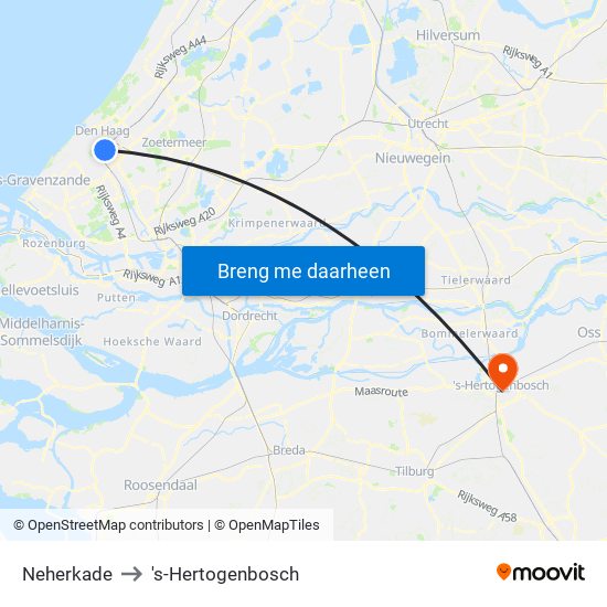 Neherkade to 's-Hertogenbosch map