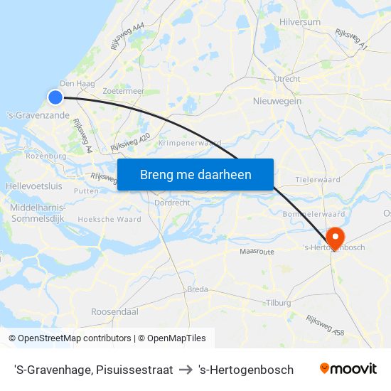 'S-Gravenhage, Pisuissestraat to 's-Hertogenbosch map