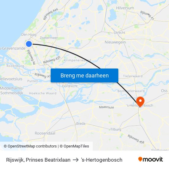 Rijswijk, Prinses Beatrixlaan to 's-Hertogenbosch map