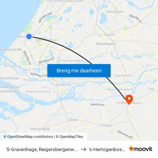 'S-Gravenhage, Reigersbergenweg to 's-Hertogenbosch map