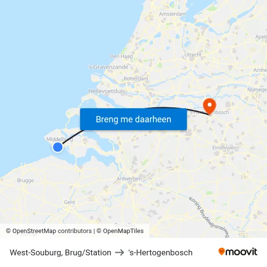 West-Souburg, Brug/Station to 's-Hertogenbosch map