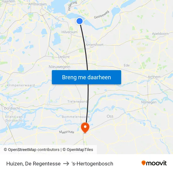 Huizen, De Regentesse to 's-Hertogenbosch map