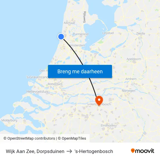 Wijk Aan Zee, Dorpsduinen to 's-Hertogenbosch map