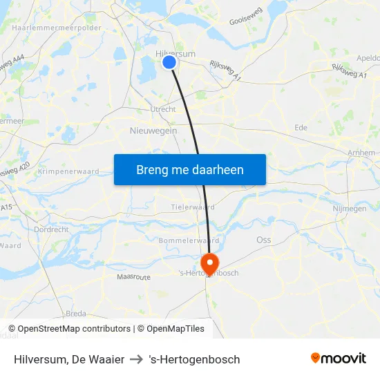Hilversum, De Waaier to 's-Hertogenbosch map