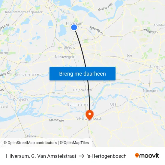 Hilversum, G. Van Amstelstraat to 's-Hertogenbosch map