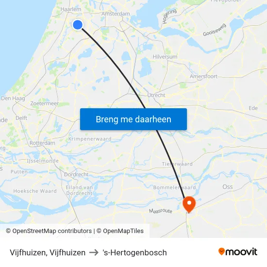Vijfhuizen, Vijfhuizen to 's-Hertogenbosch map