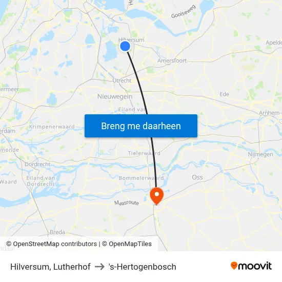 Hilversum, Lutherhof to 's-Hertogenbosch map