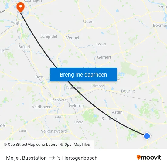 Meijel, Busstation to 's-Hertogenbosch map