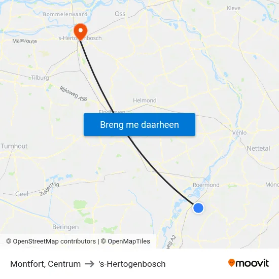 Montfort, Centrum to 's-Hertogenbosch map
