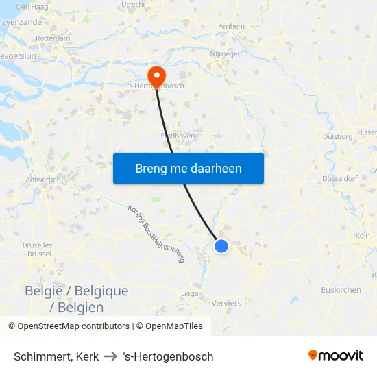 Schimmert, Kerk to 's-Hertogenbosch map