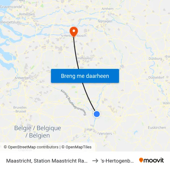 Maastricht, Station Maastricht Randwyck to 's-Hertogenbosch map
