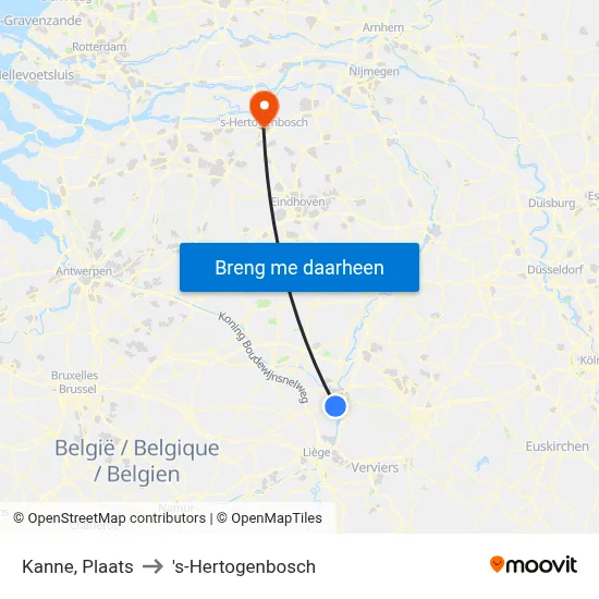 Kanne, Plaats to 's-Hertogenbosch map